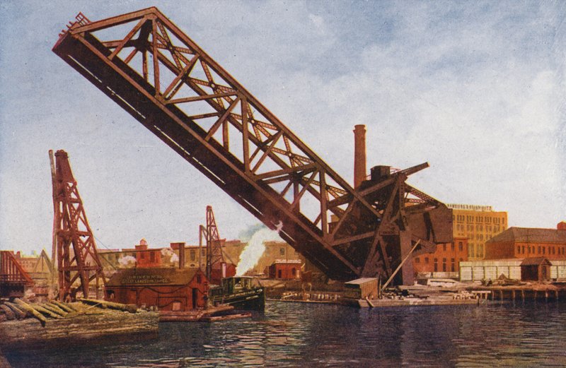 Chicago: Single Leaf Bascule Bridge (färgfoto) av American Photographer
