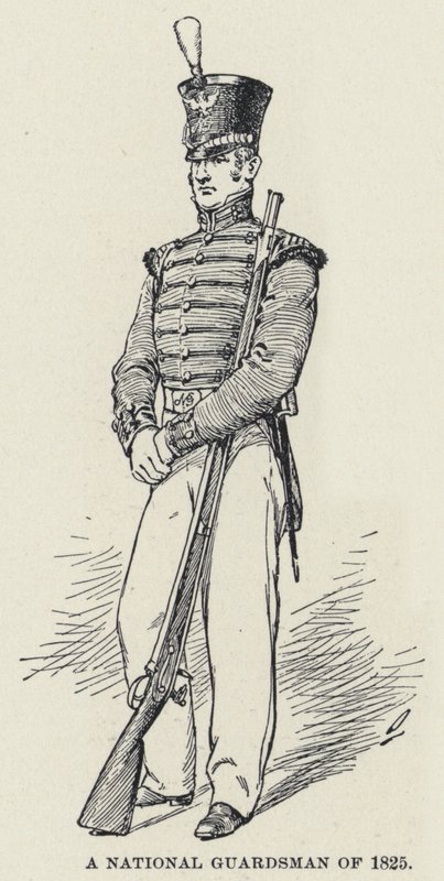 En nationalgarde från 1825 (litho) av American School