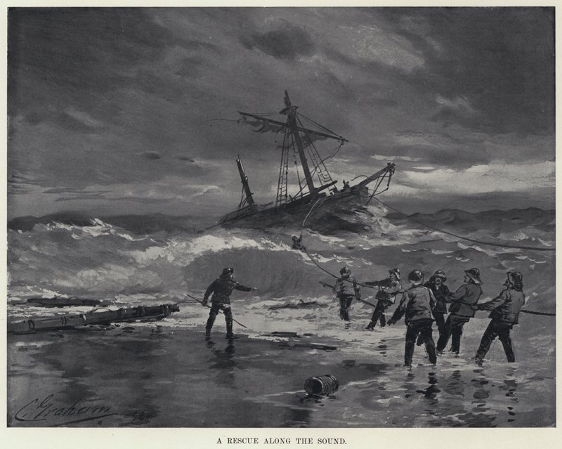En räddning längs Öresund (litho) av American School