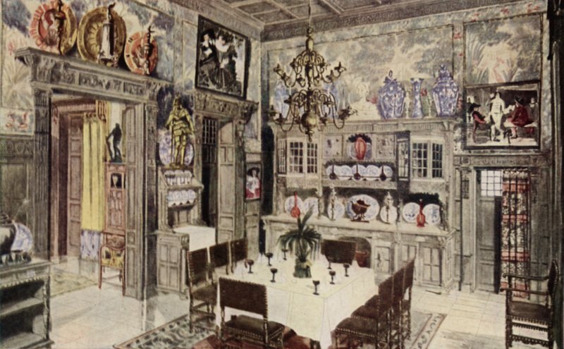 En modell tysk matsal (färg litho) av American School