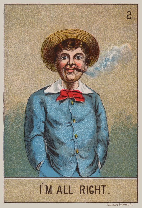 Pojke röker (färg litho) av American School