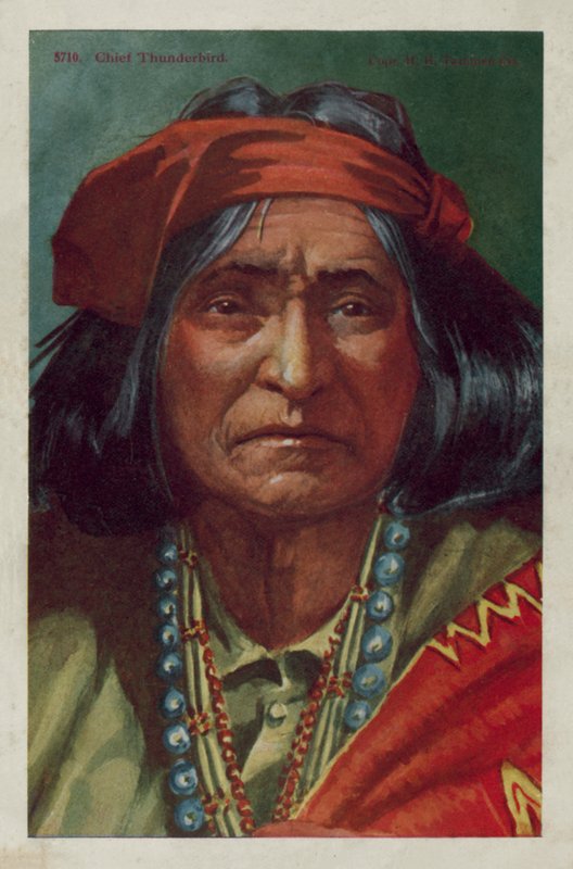 Chief Thunderbird (färg litho) av American School