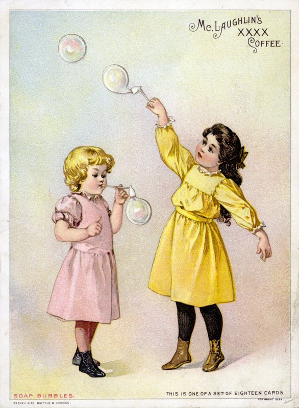 Flickor som blåser bubblor av American School