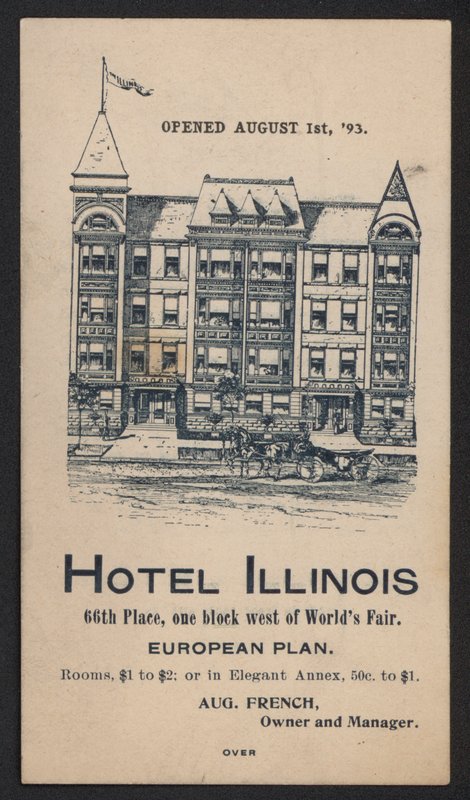 Hotel Trade Card (färgad gravyr) av American School