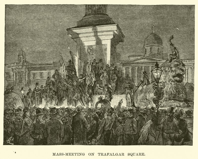 Massmöte på Trafalgar Square av American School