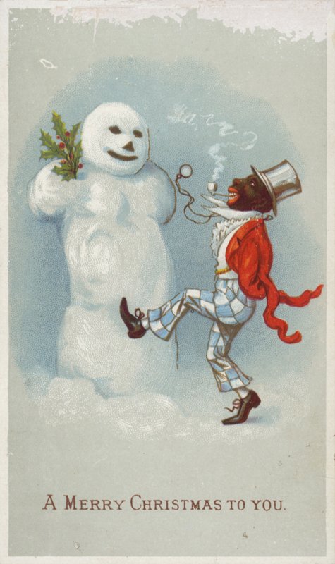 Negro och Snowman julkort av American School
