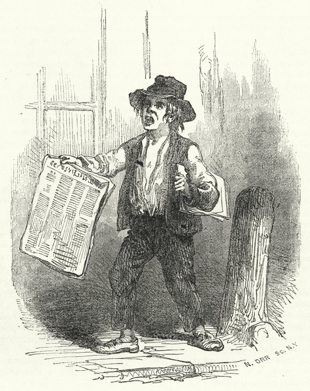 Tidningsförsäljare (gravyr) av American School