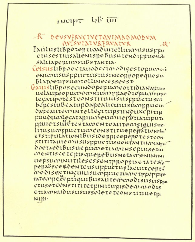 Sida från Pandects of Justinian av American School