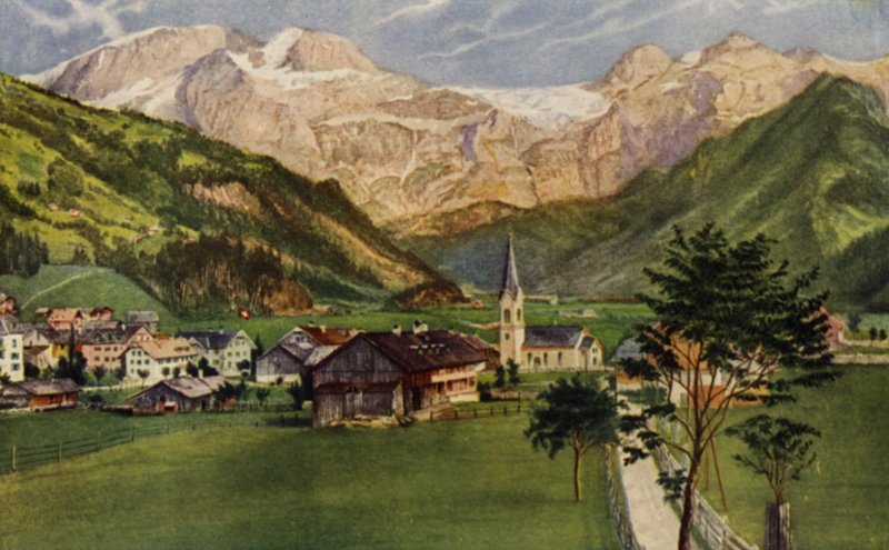 Under Wildstrubelglaciären (färg litho) av American School