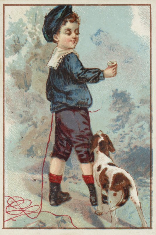 Ung pojke med hund av American School