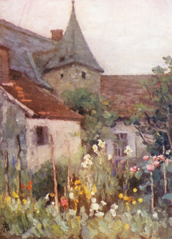 The Old Manor (färglitografi) av Amy B. Atkinson