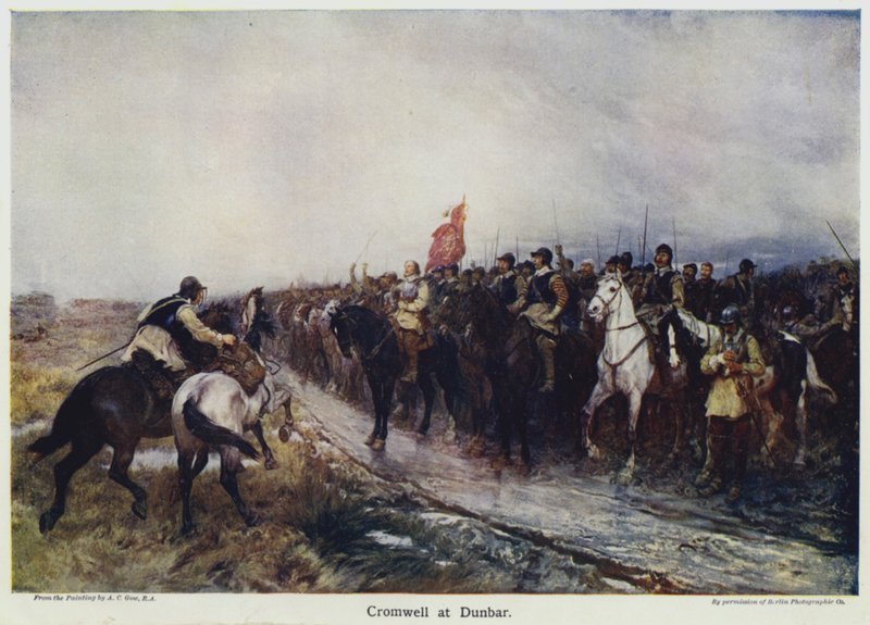 Cromwell at Dunbar (färg litho) av Andrew Carrick (after) Gow
