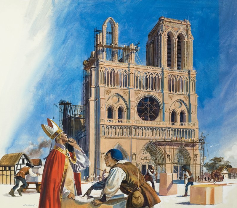 Notre Dame (gouache på papper) av Andrew Howat