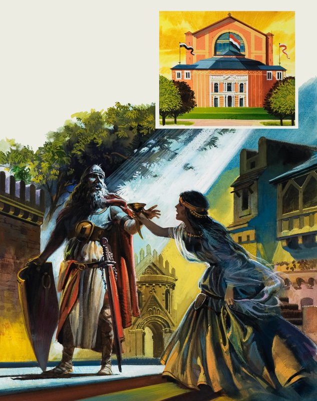Tristan och Isolde (gouache på papper) av Andrew Howat