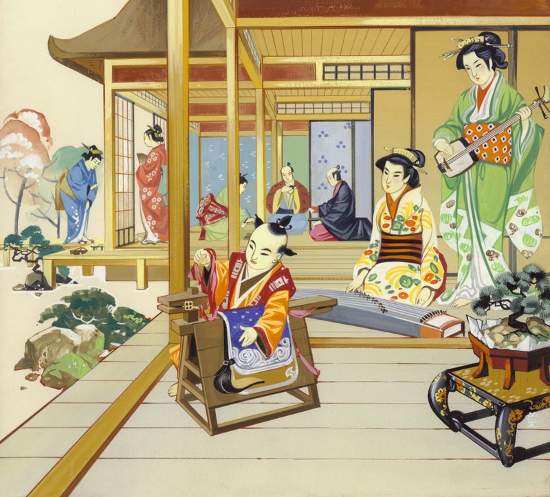 Japanskt hus från 1700-talet (gouache på papper) av Angus McBride