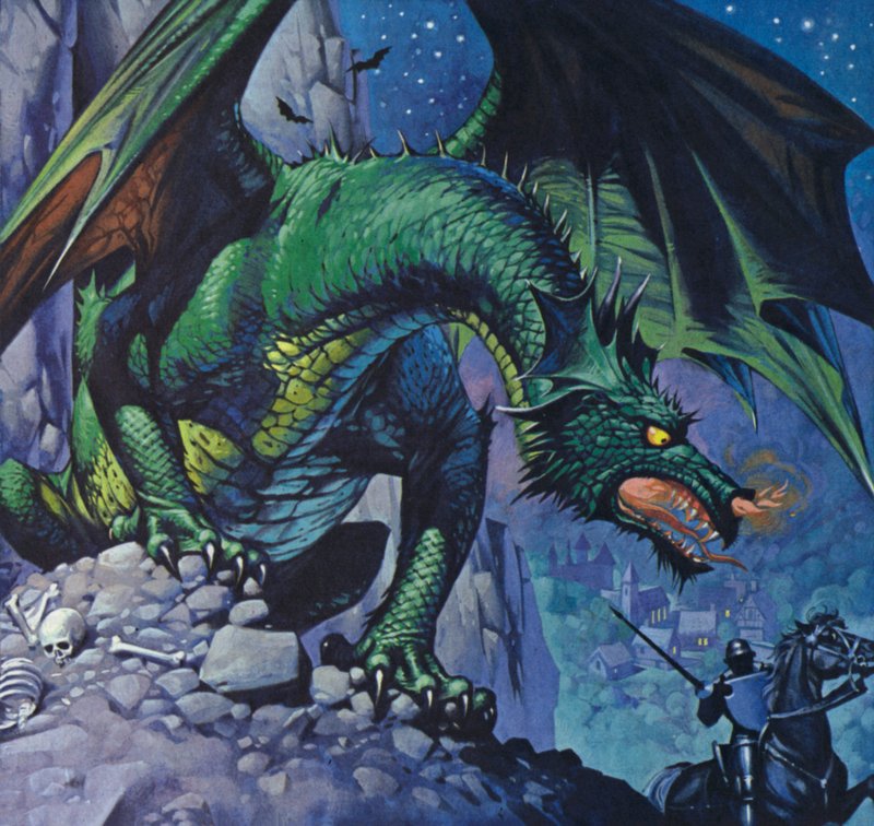 Drakar (färglitografi) av Angus McBride