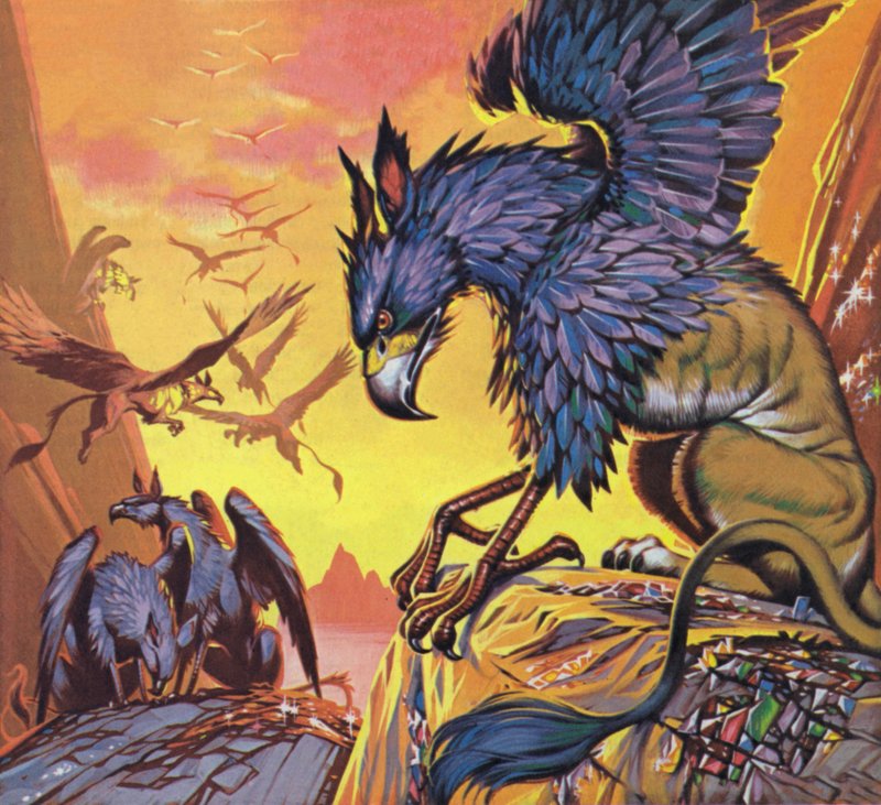 Gryphons (färglitografi) av Angus McBride