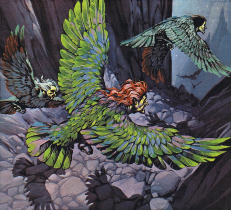Harpies (färglitografi) av Angus McBride