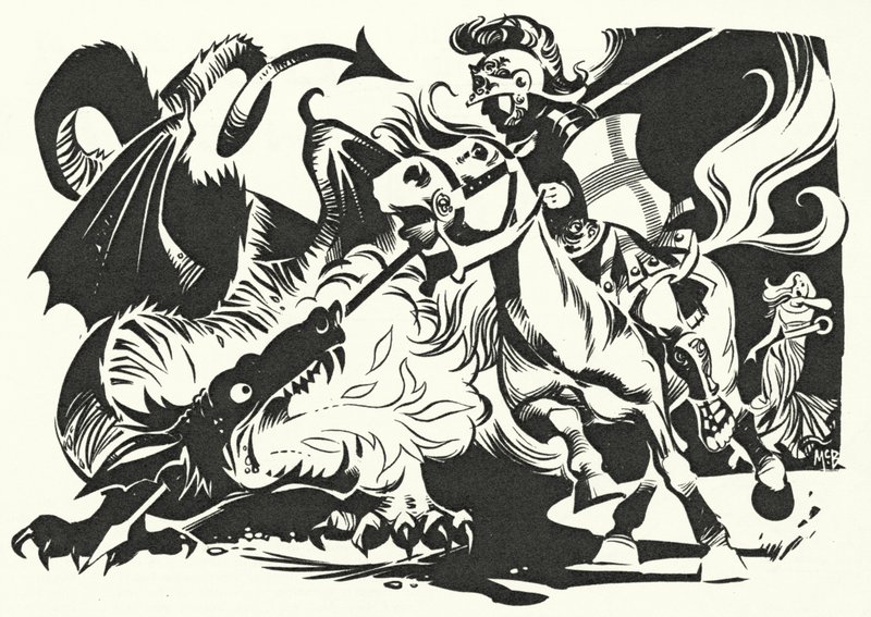 St George och draken (litografi) av Angus McBride