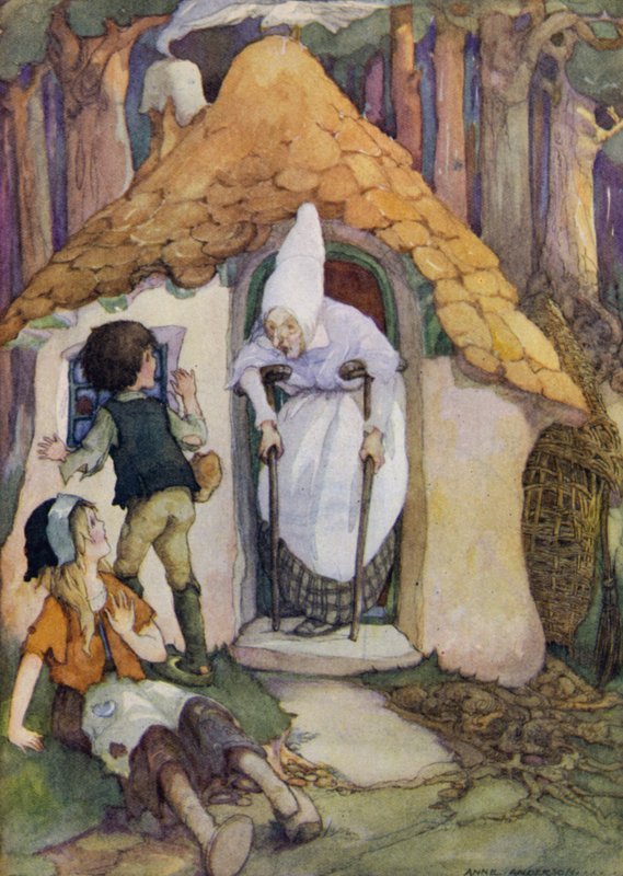 Hansel och Grethel (färg litho) av Anne (after) Anderson