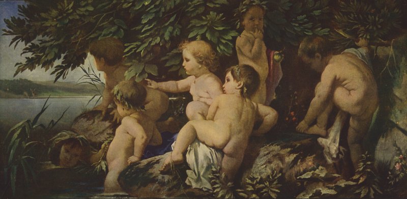 Badande barn (oljemålning) av Anselm Feuerbach
