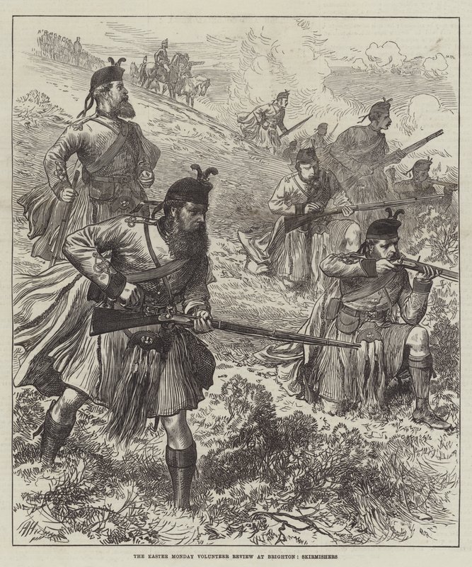 The Easter Monday Volunteer Review i Brighton, Skirmishers av Arthur Hopkins