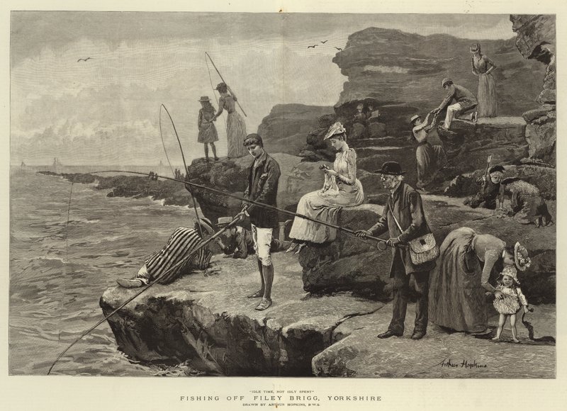 Fiske utanför Filey Brigg, Yorkshire av Arthur Hopkins