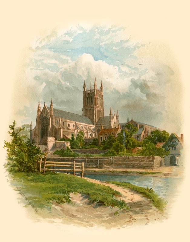 Worcester Cathedral, North East av Arthur Wilde Parsons