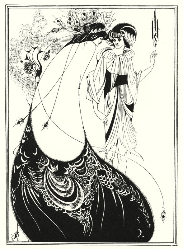 Påfågelkjolen (gravyr) av Aubrey (after) Beardsley