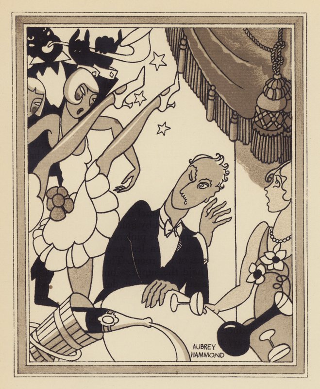 En kabaréshow (litho) av Aubrey Hammond