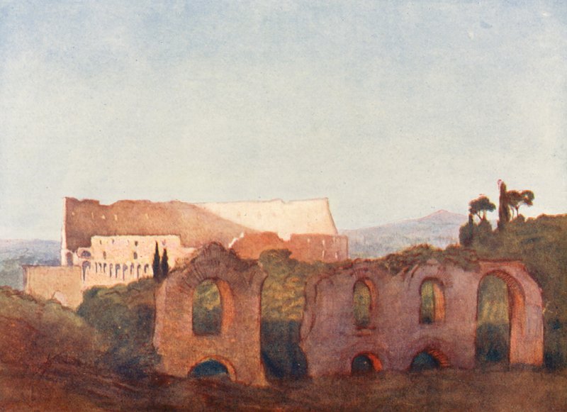 Rom: Coliseum (färglitografi) av Aubrey Waterfield