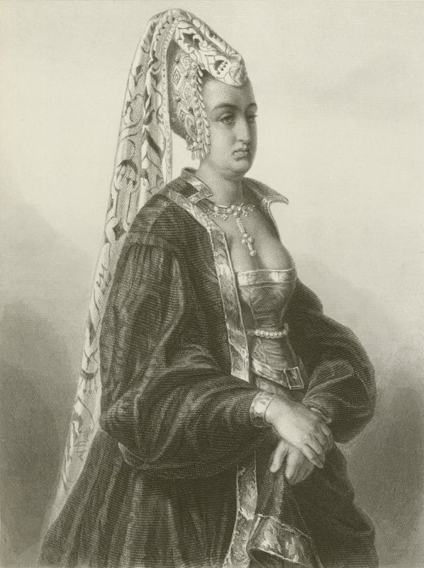 Konigin Isabeau (gravyr) av August Friedrich Pecht