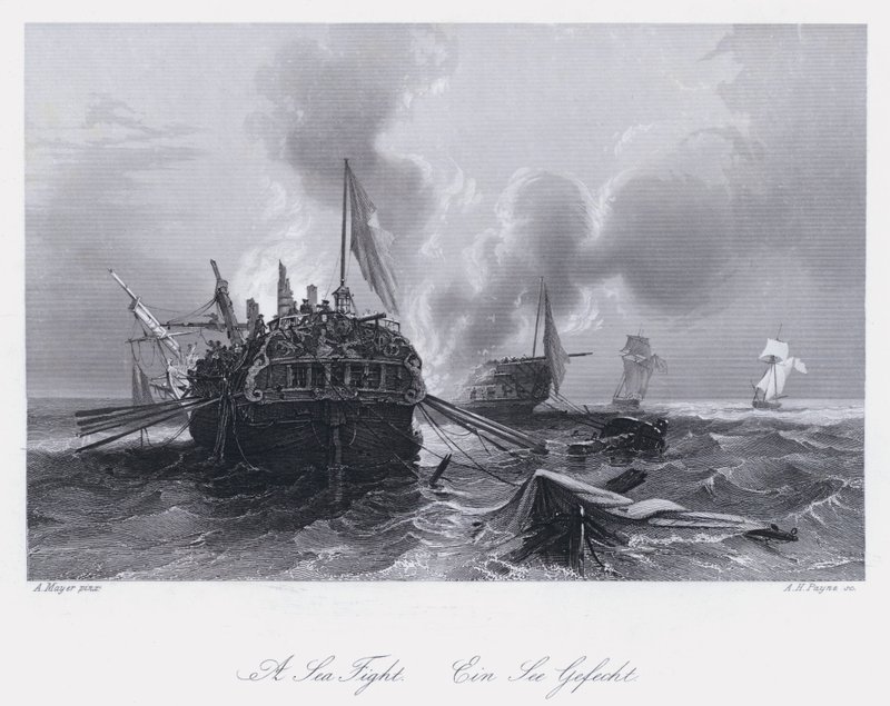 A Sea Fight (gravyr) av Auguste Etienne Francois Mayer