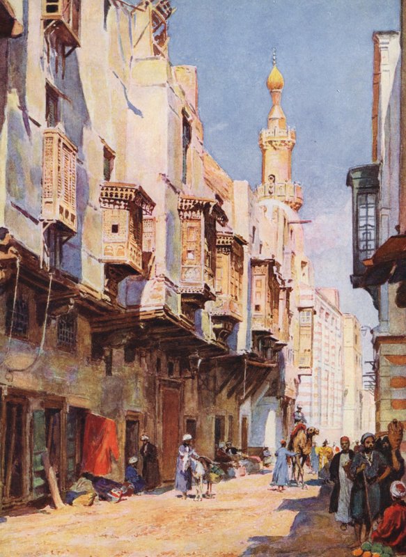 Gamla Kairo, Egypten (färglitografi) av Auguste Gerardin