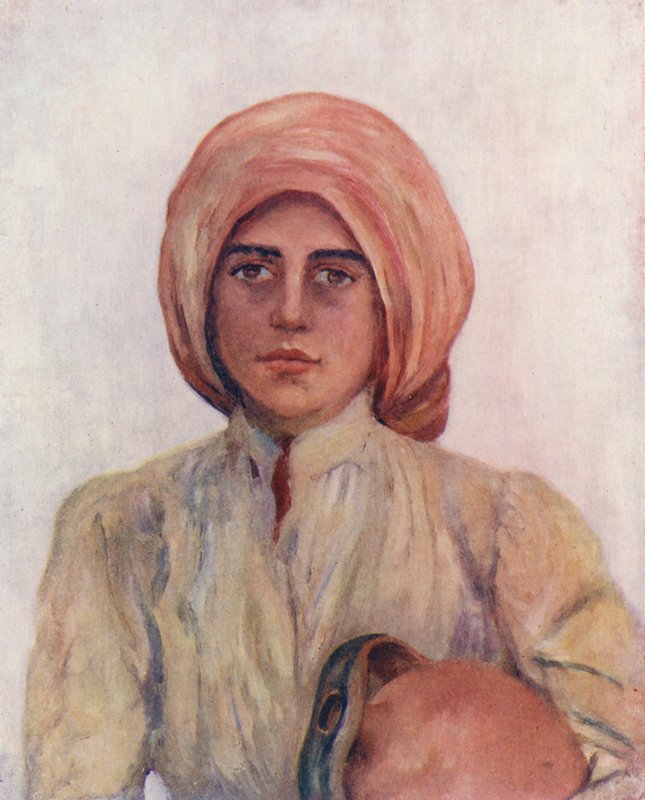 Bondeflicka från Capri (färglitografi) av Augustine Fitzgerald