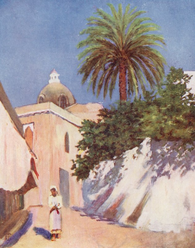 Gata, Capri (färglitografi) av Augustine Fitzgerald