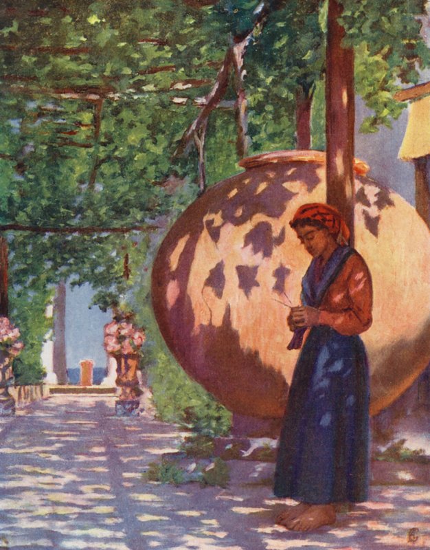Villa Maresca, nära Casamicciola, Ischia (färglitografi) av Augustine Fitzgerald