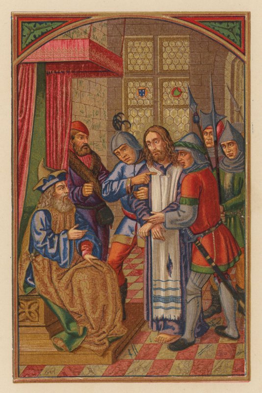 Herodes hånar Herren (chromolith) av Austrian School