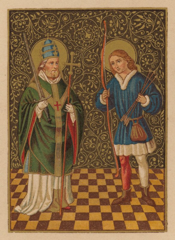 S Fabian och Sebastian (chromolith) av Austrian School