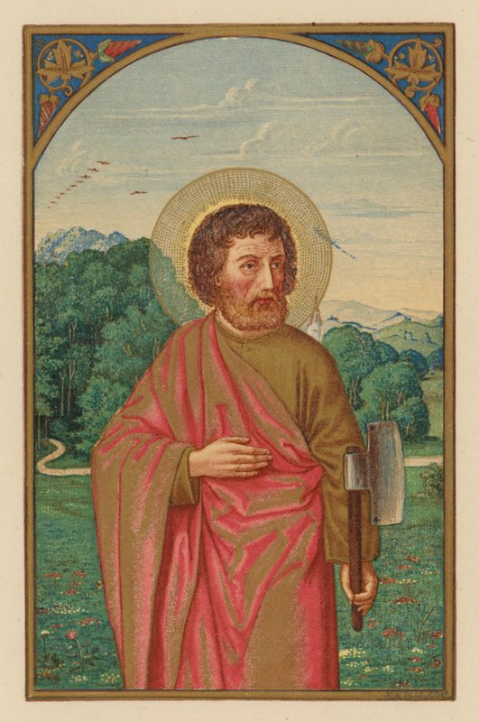S Mathias, apostel (chromolitho) av Austrian School
