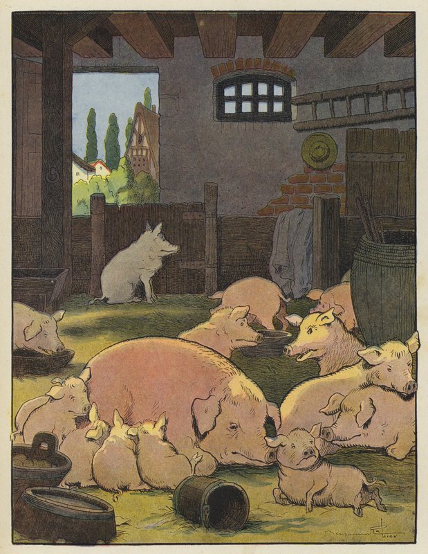 Grisar i en svinstia av Benjamin Rabier