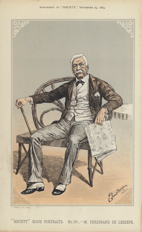 M Ferdinand de Lesseps (färg litho) av Bernard (after) Partridge