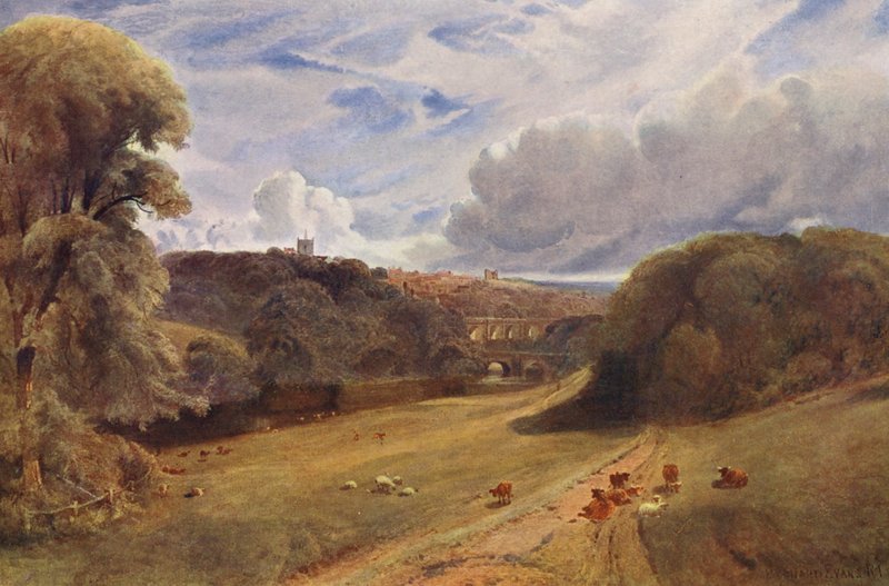 Knaresborough (färglitografi) av Bernard Walter Evans