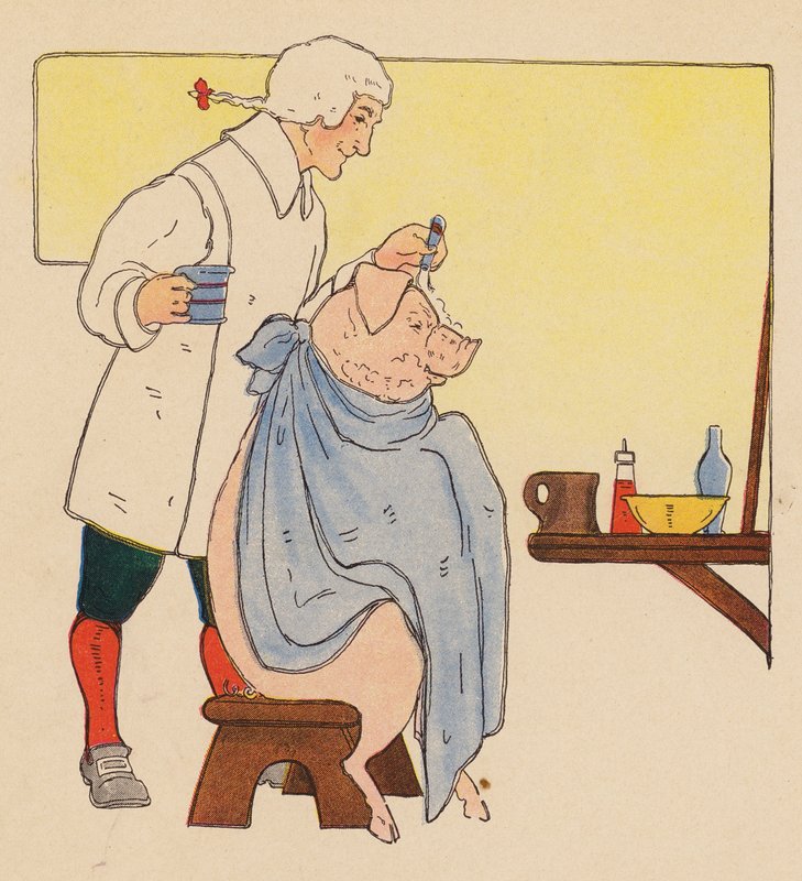 Barnramsa: Barberare (färglitografi) av Blanche Fisher Wright