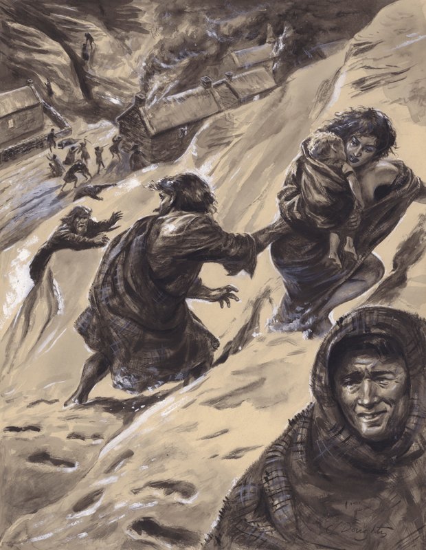 Glencoe Massacre (gouache på papper) av C.L. Doughty