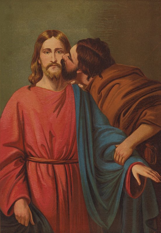 Judas förråder med en kyss (färglitografi) av C.M. Gonne