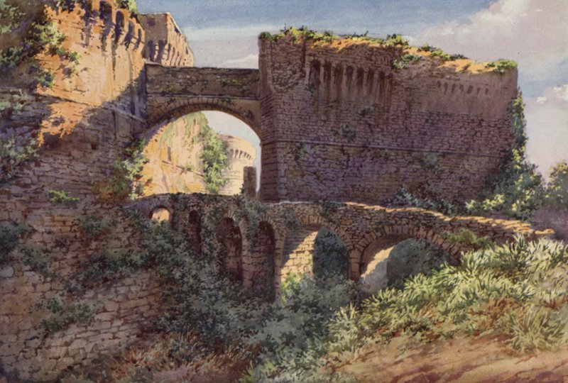 Castel Castruccio Castracani, Sarzana (färg litho) av C.T.G. Formili