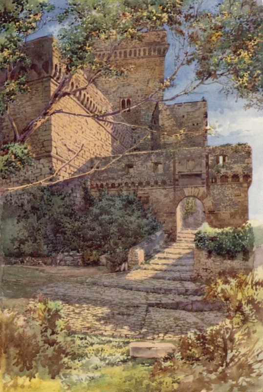 Sermonetas slott (färg litho) av C.T.G. Formili