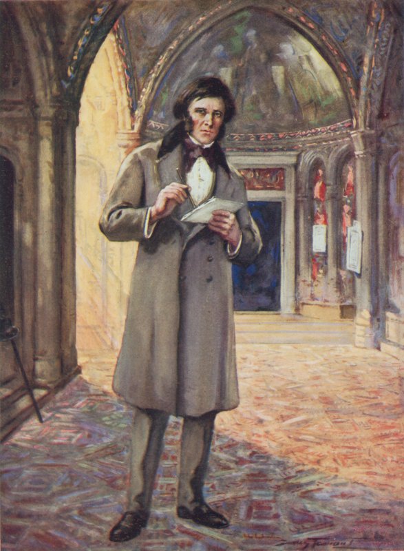 John Ruskin i Venedig (färg litho) av C. Dudley Tennant