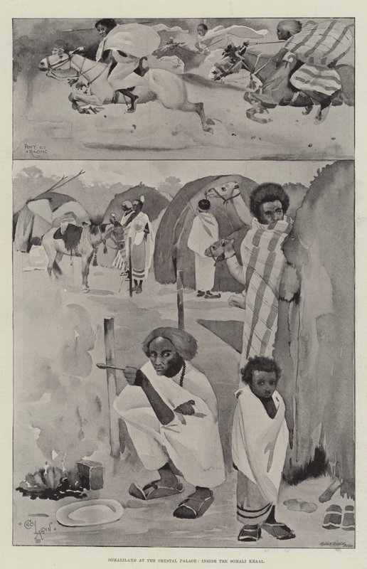 Somaliland vid Crystal Palace, inne i Somali Kraal av Cecil Charles Windsor Aldin
